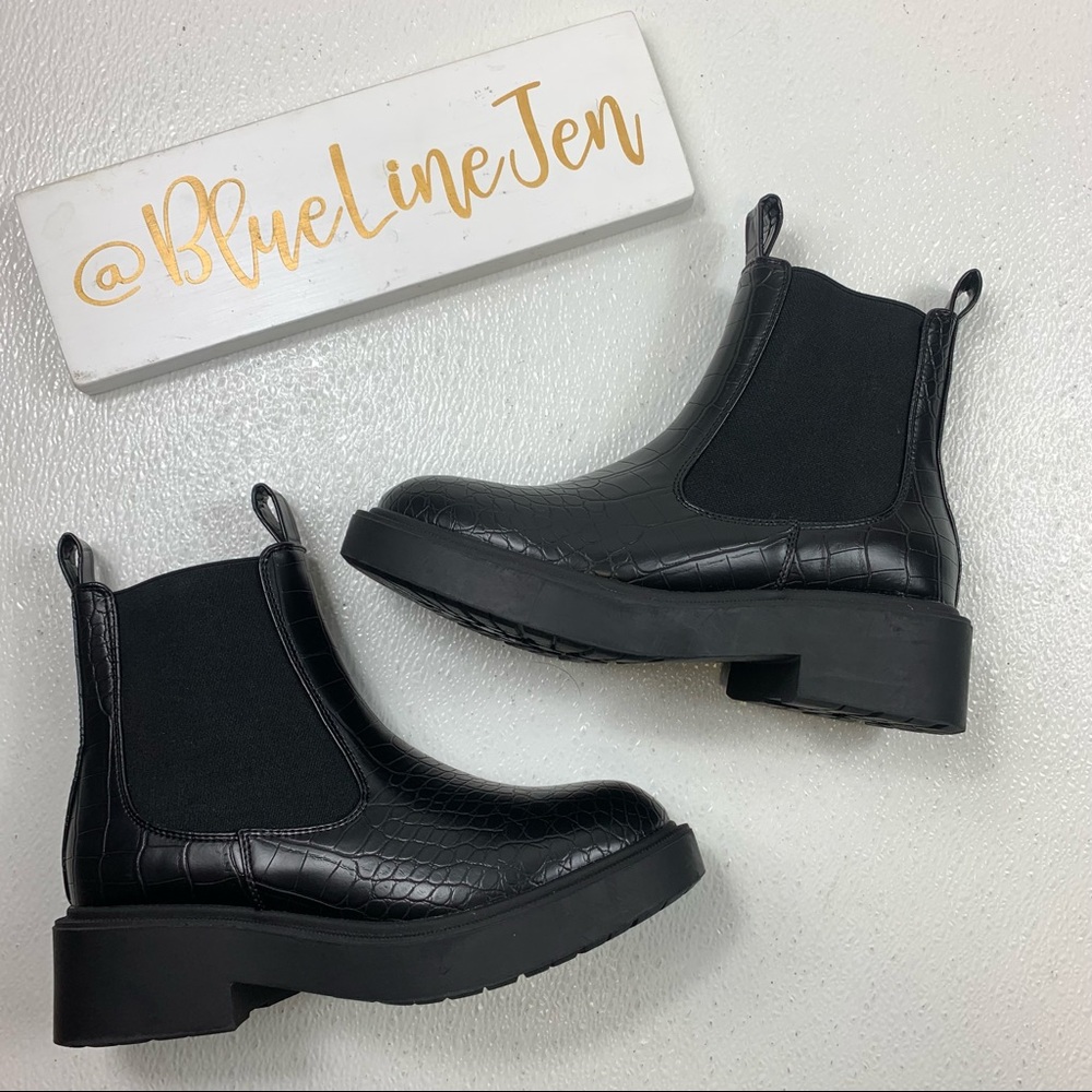 Topshop Snake Embossed Platform Booties NWOT